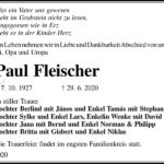 Traueranzeige Paul Fleischer