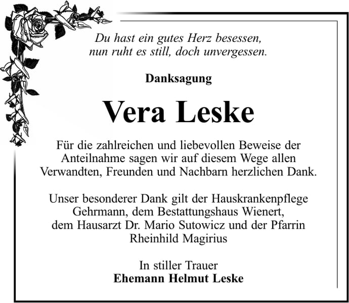 Danksagung Vera Leske