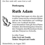 Danksagung Ruth Adam
