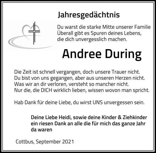 Traueranzeige Andree During