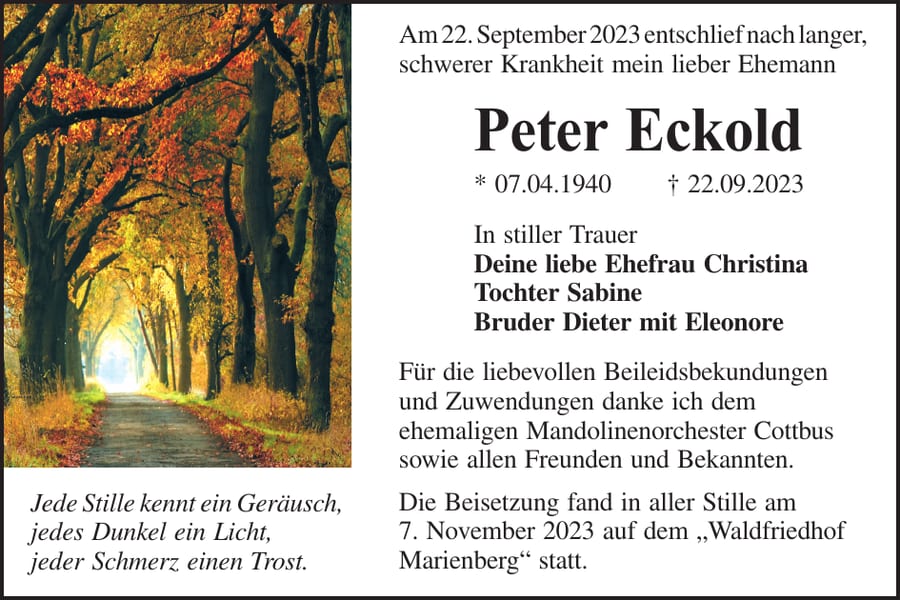 Traueranzeige Peter Eckold
