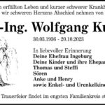 Traueranzeige Dipl.-Ing. Wolfgang Kupfer