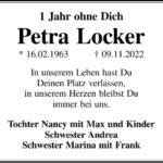 Jahresgedenken Petra Locker