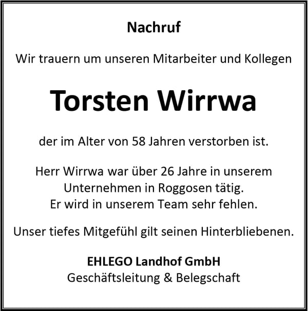 Nachruf Torsten Wirrwa