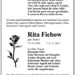 Traueranzeige Rita Fiebow, geb. Fieber