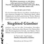 Danksagung Siegfried Günther