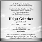 Traueranzeige Helga Günther, geb. Gelbanoff