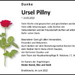 Danksagung Ursel Pillny