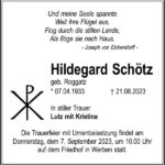 Traueranzeige Hildegard Schötz, geb. Roggatz