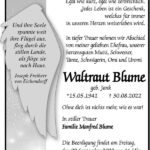 Traueranzeige Waltraut Blume, geb. Jank