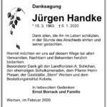 Danksagung Jürgen Handke