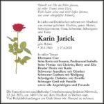Traueranzeige Karin Jarick, geb. Ruben