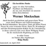 Danksagung Werner Mockschan