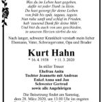 Traueranzeige Kurt Hahn