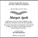 Danksagung Margot Apelt