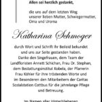 Danksagung Katharina Schmoger