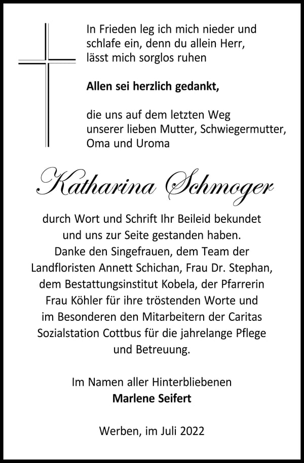 Danksagung Katharina Schmoger