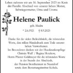Traueranzeige Helene Paulick, geb. Mudra