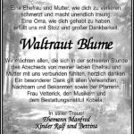Danksagung Waltraut Blume