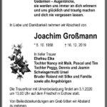 Traueranzeige Joachim Großmann