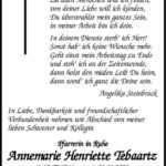 Traueranzeige Annemarie Henriette Tebaartz