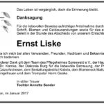 Danksagung Ernst Liske