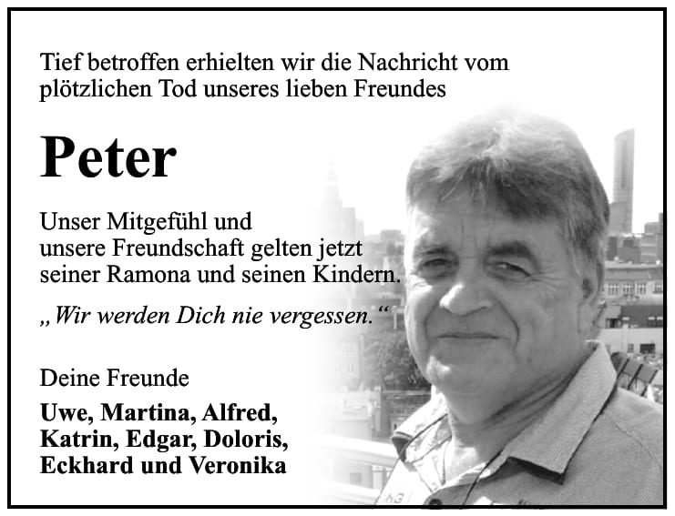 Traueranzeige Peter
