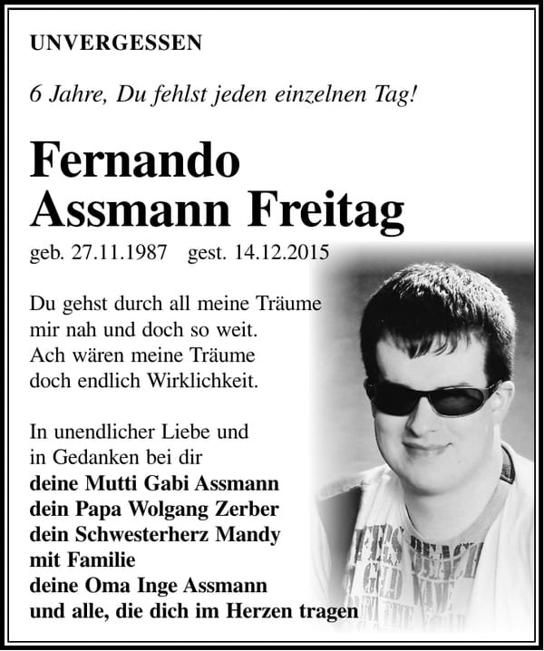 Jahresgedenken Fernando Assmann Freitag