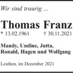 Traueranzeige Thomas Franz