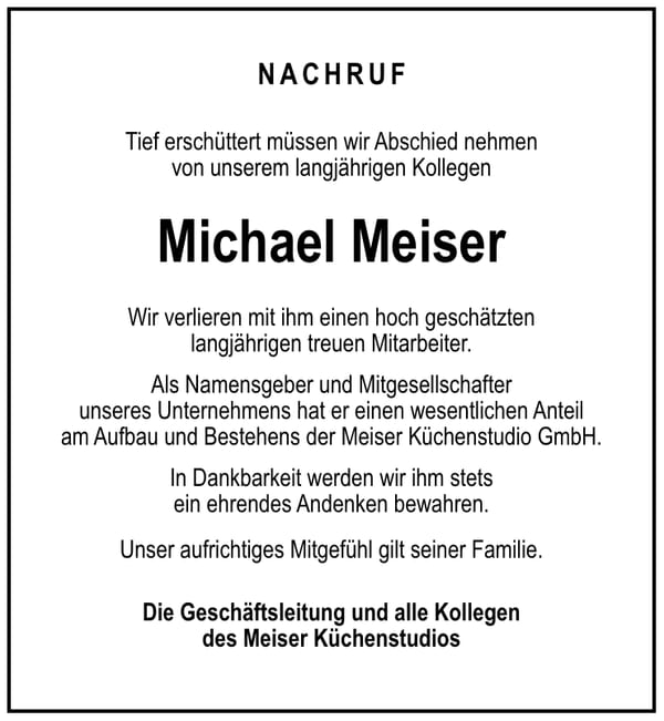 Nachruf Michael Meiser