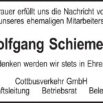Traueranzeige Wolfgang Schiemenz