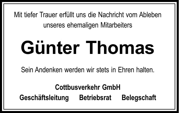 Nachruf Günter Thomas