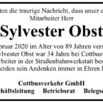 Traueranzeige Sylvester Obst
