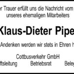 Nachruf Klaus-Dieter Piper