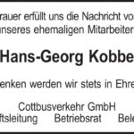 Traueranzeige Hans-Georg Kobbe