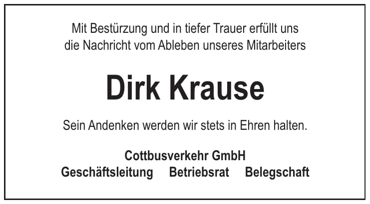 Traueranzeige Dirk Krause