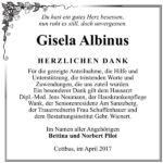 Danksagung Gisela Albinus