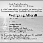 Traueranzeige Wolfgang Allerdt