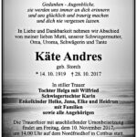 Traueranzeige Käte Andres, geb. Storch
