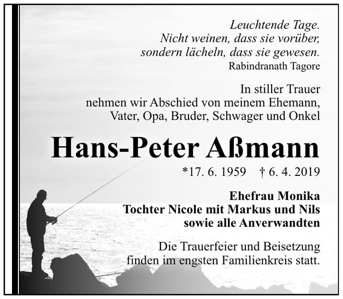 Traueranzeige Hans-Peter Aßmann