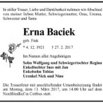 Traueranzeige Erna Baciek, geb. Fink