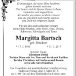 Traueranzeige Margitta Bartsch, geb. Brückner