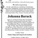 Danksagung Johanna Baruck