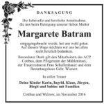 Danksagung Margarete Batram