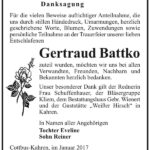 Danksagung Gertraud Battko
