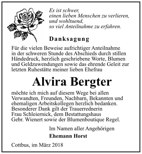 Danksagung Alvira Bergter