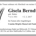 Traueranzeige Gisela Berndt, geb. Walter