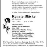 Traueranzeige Renate Bläske, geb. Kommer