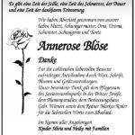 Danksagung Annerose Blöse