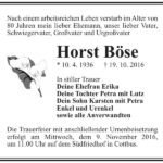 Traueranzeige Horst Böse